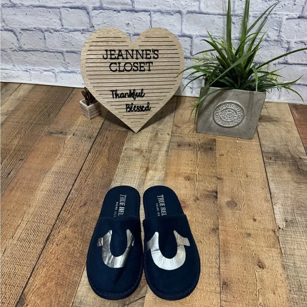 True religion navy blue slippers nwot